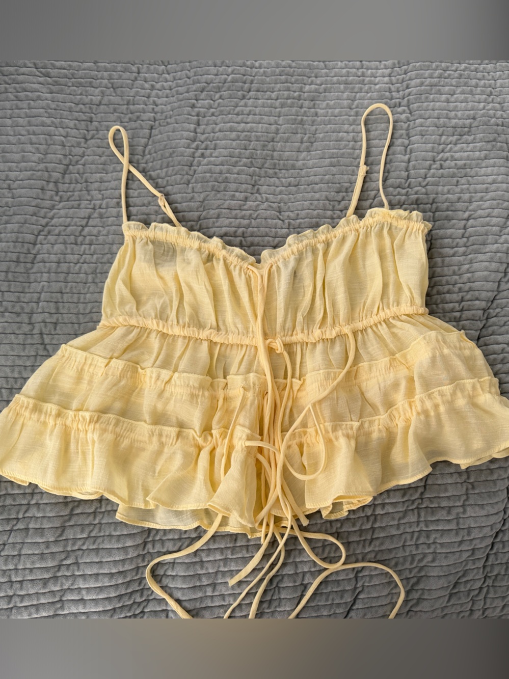 Fashion Nova Yellow Ruffle Crop Cami Top